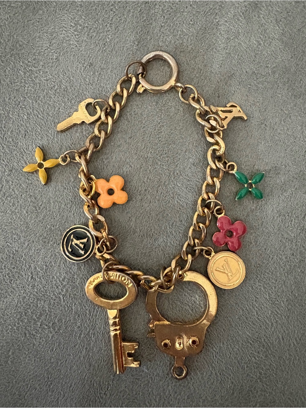 LV Gold-Tone Charm Bracelet logo vintage Y2K